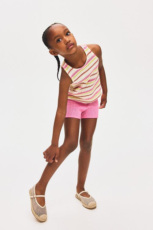 Textured-knit shorts - cerise