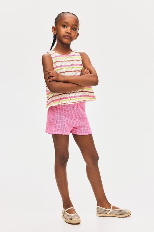 Textured-knit shorts - cerise