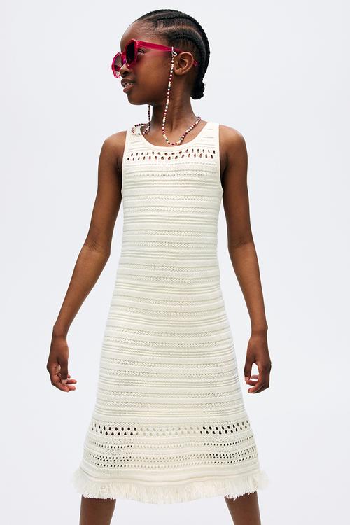 Knitted cotton dress - white
