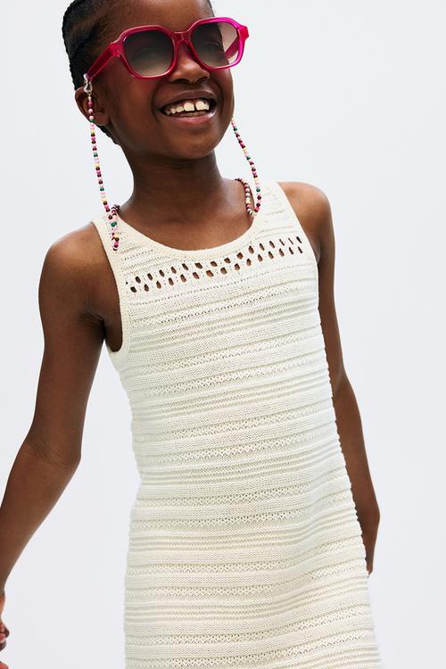 Knitted cotton dress - white