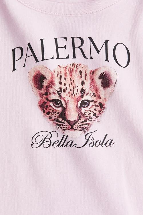 Printed cotton vest top - pink leopard