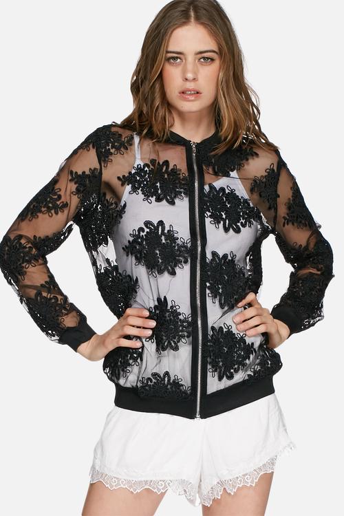 Embroidered bomber jacket