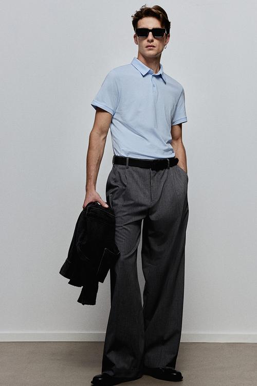 Coolmax® slim fit polo shirt - light blue