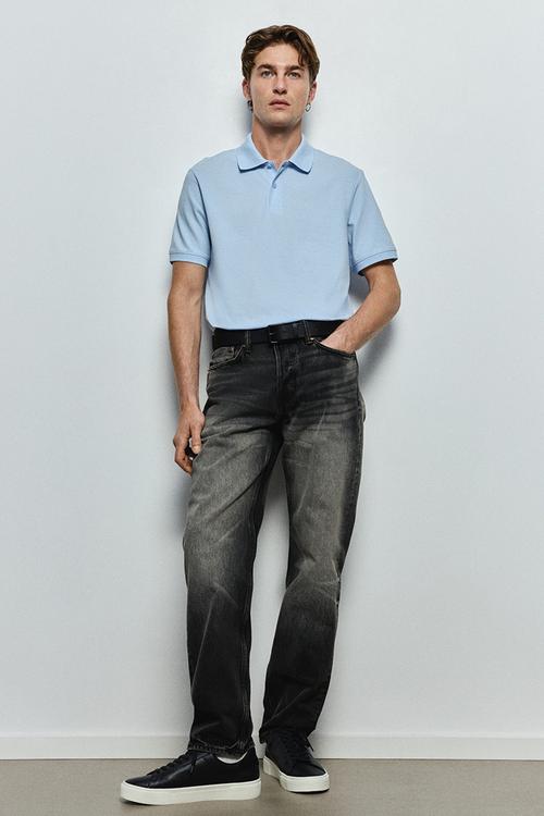 Regular fit piqué polo shirt - light blue