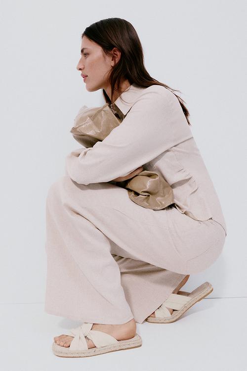 Twist-detail espadrille sandals - light beige