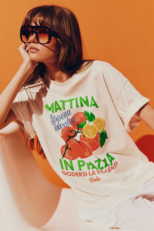 Oversized motif-detail t-shirt - white mattina 
