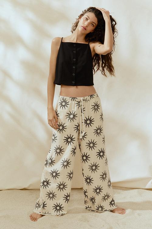 Linen-blend drawstring trousers - white suns