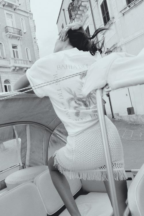 Fringe-trimmed pointelle-knit skirt - white