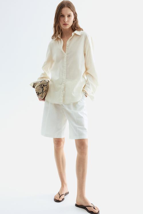Linen-blend shirt - cream