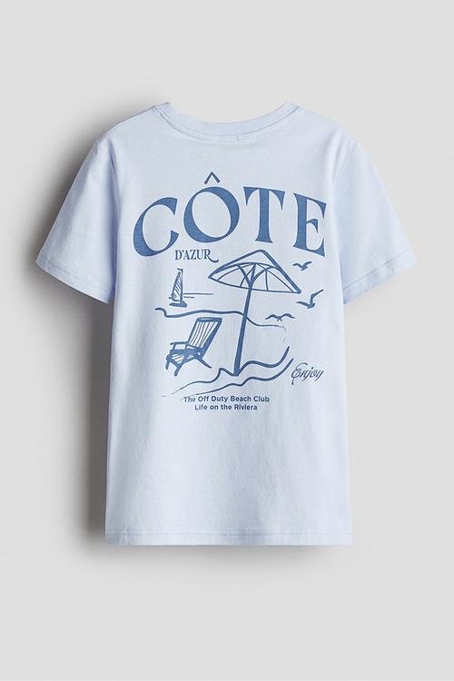 Printed T-shirt - light blue/enjoy