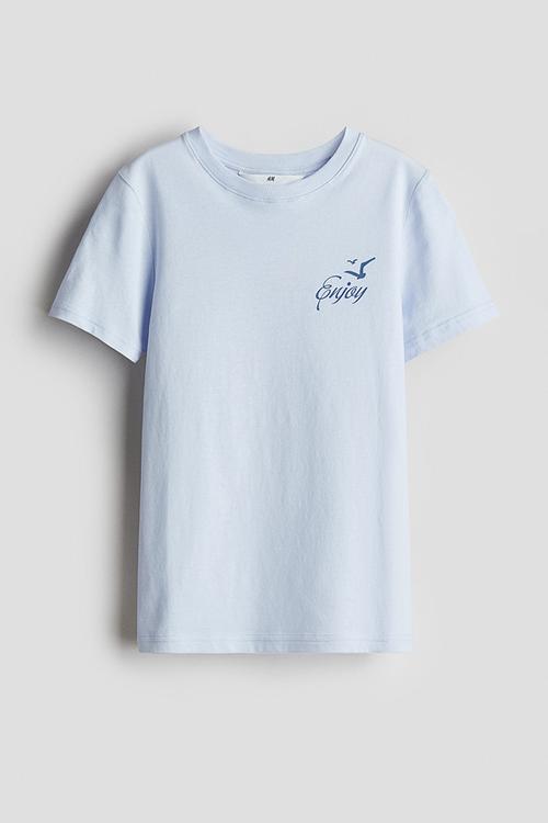 Printed T-shirt - light blue/enjoy