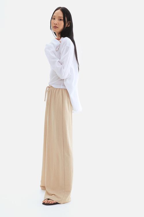 Wide pull-on trousers - beige