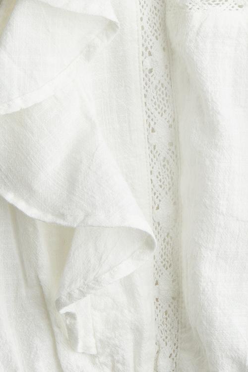 Flounce-trimmed cotton blouse - white