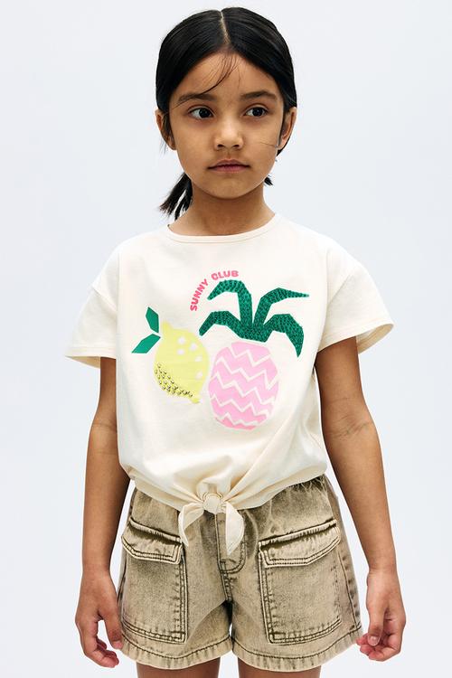 Bead-detail top - cream/sunny club