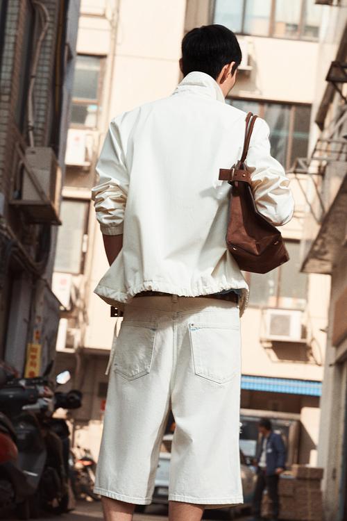 Baggy denim shorts - white