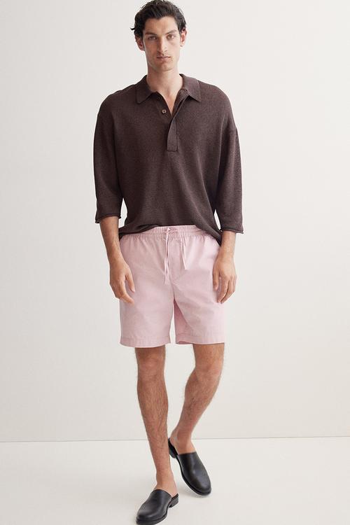 Regular fit canvas shorts - pink