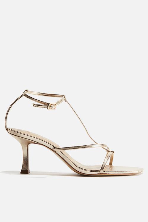 Heeled strappy sandals - gold