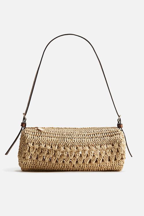 Straw shoulder bag - beige
