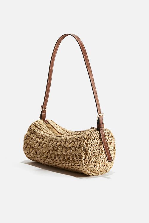 Straw shoulder bag - beige