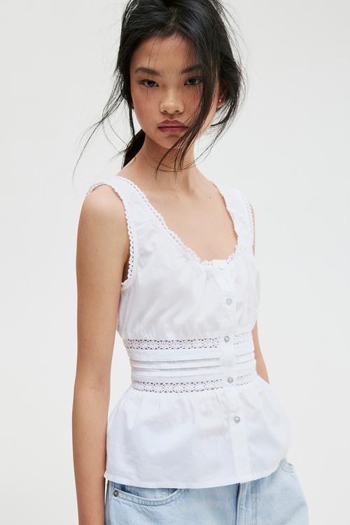 Peplum vest top - white