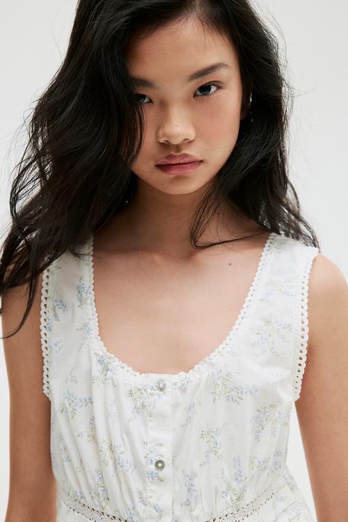 Peplum vest top - white floral 