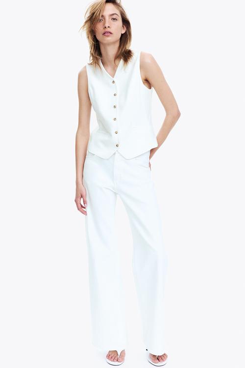 Linen-blend suit waistcoat - white