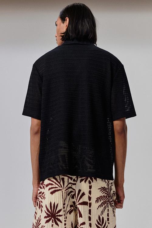 Regular fit resort shirt - black