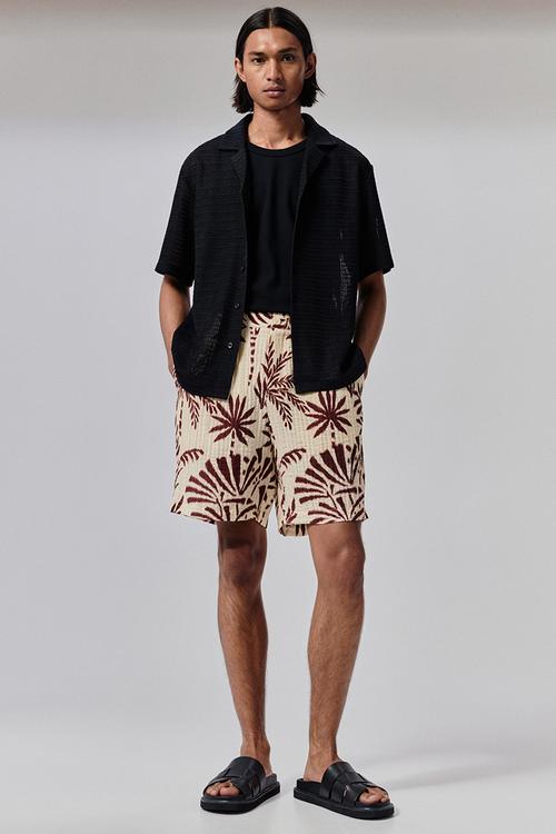 Regular fit resort shirt - black