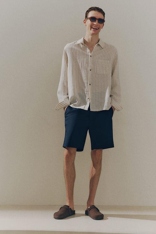 Regular fit chino shorts - navy blue