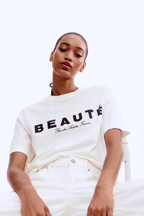 Printed T-shirt - white/beauté