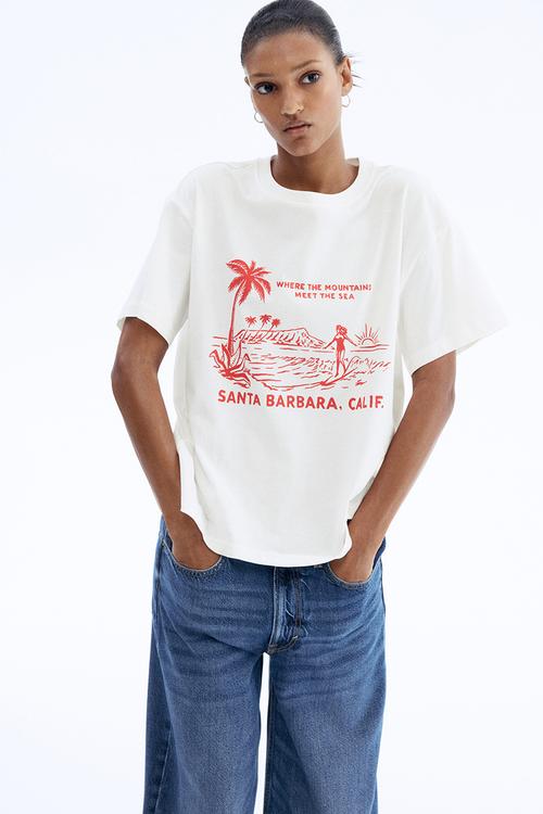 Oversized T-shirt - white/santa barbara 