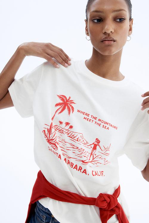 Oversized T-shirt - white/santa barbara 