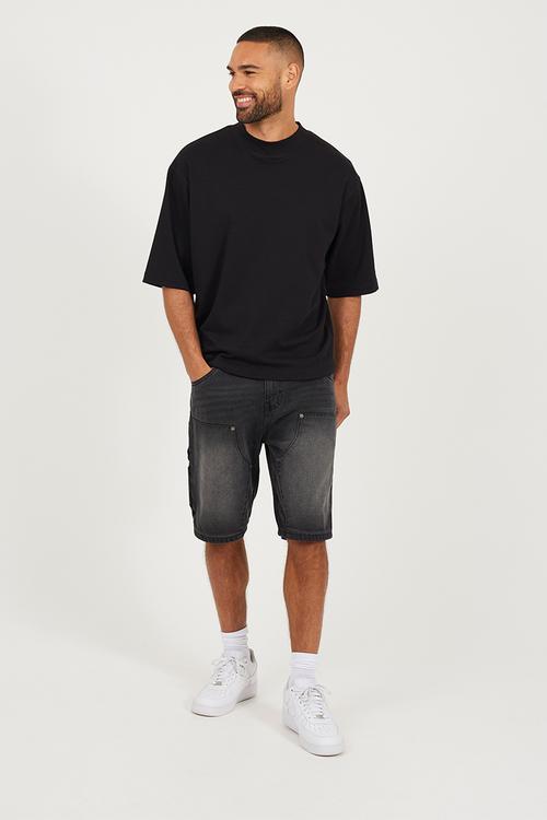 Crew Mock Neck Tee - Jet Black