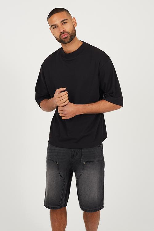 Crew Mock Neck Tee - Jet Black