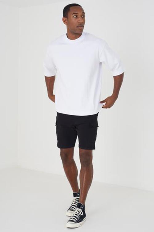 Crew Mock Neck Tee - Optic White