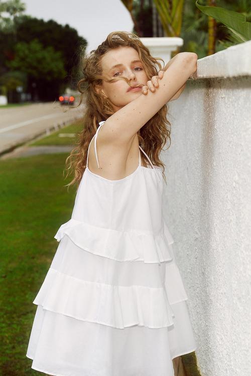 Tie-strap cotton dress - white