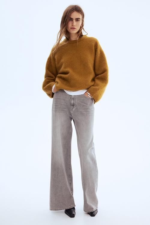 Oversized mohair-blend jumper - mustard yellow