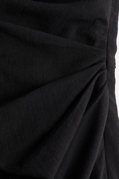 Draped one-shoulder dress - black