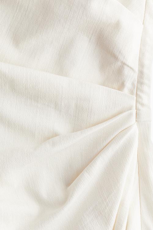 Draped one-shoulder dress - white
