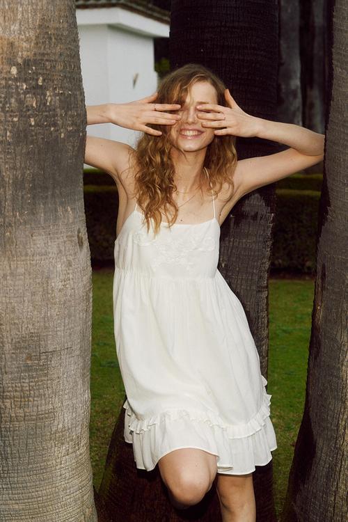 Cotton strappy dress - white