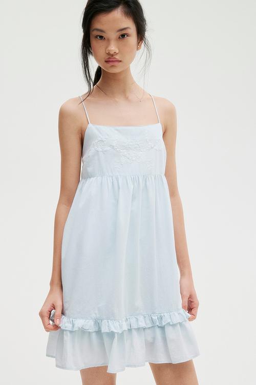 Cotton strappy dress - light blue