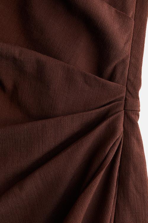 Draped one-shoulder dress - dark brown