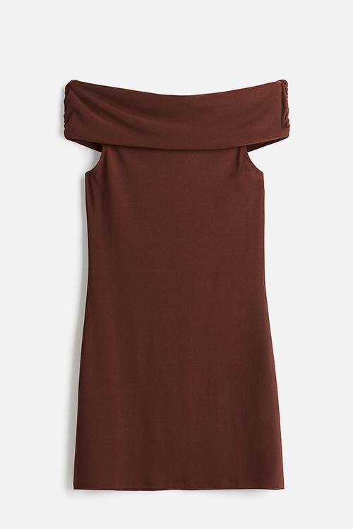 Off-the-shoulder dress - dark brown