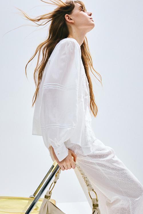 Straight drawstring trousers - white
