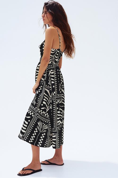 Crinkled jersey dress - black/patterned 
