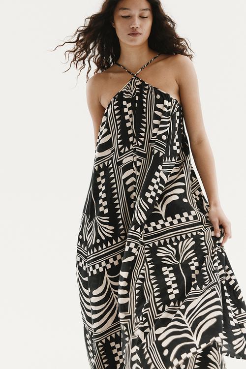 Strappy dress - black patterned