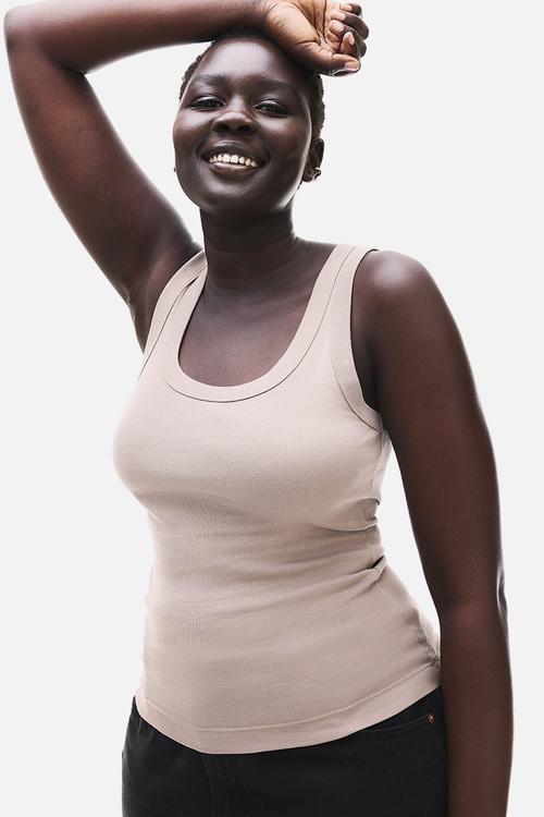 Fitted vest top - greige