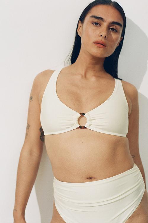 High waist cheeky bikini bottoms - white