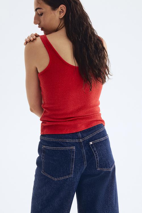 Rib-knit vest top - red