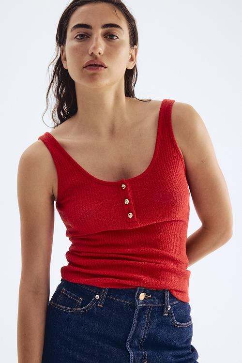 Rib-knit vest top - red